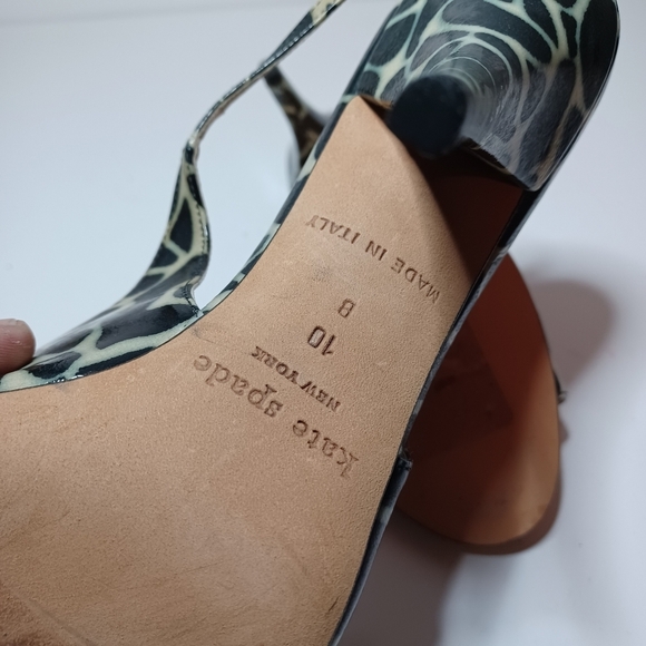 Kate Spade Open Toe Strappy D'orsey Giraffe Leather Print Heels Size 10B see pic - Picture 9 of 9